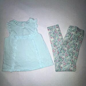 Janie and Jack Floral Leggings and Ruffled Top Set